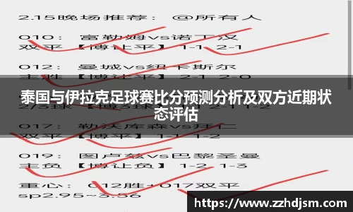 泰国与伊拉克足球赛比分预测分析及双方近期状态评估